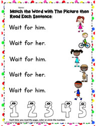 for - sight word match